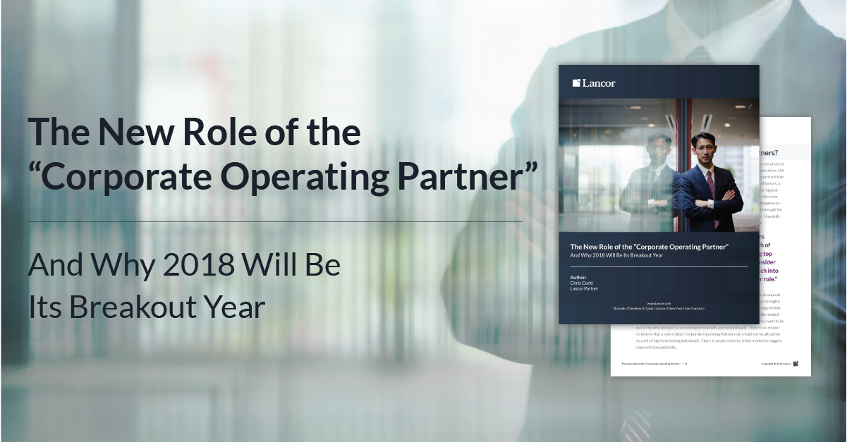 Role of the Corporate Operating Partner