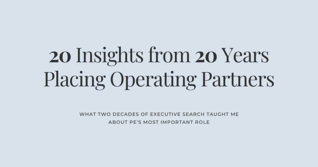 20 Insights from 20 Years Placing Operating Partners